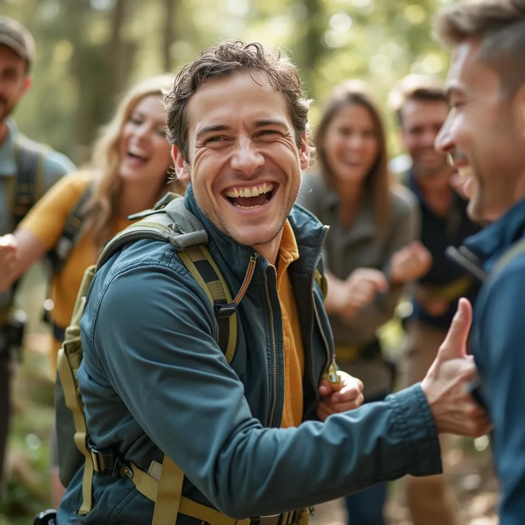 Team building activity outdoors