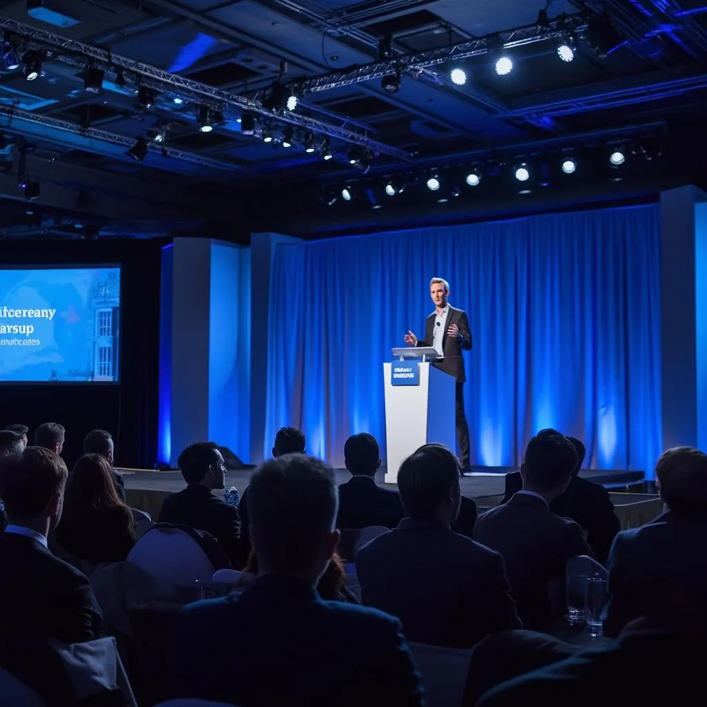 Keynote speaker at a conference